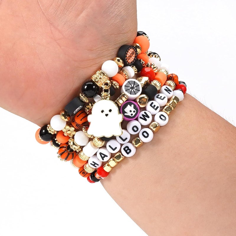 Lonext Halloween Bracelets Stackable Heishi Beaded Stretch Bracelets - Image 3